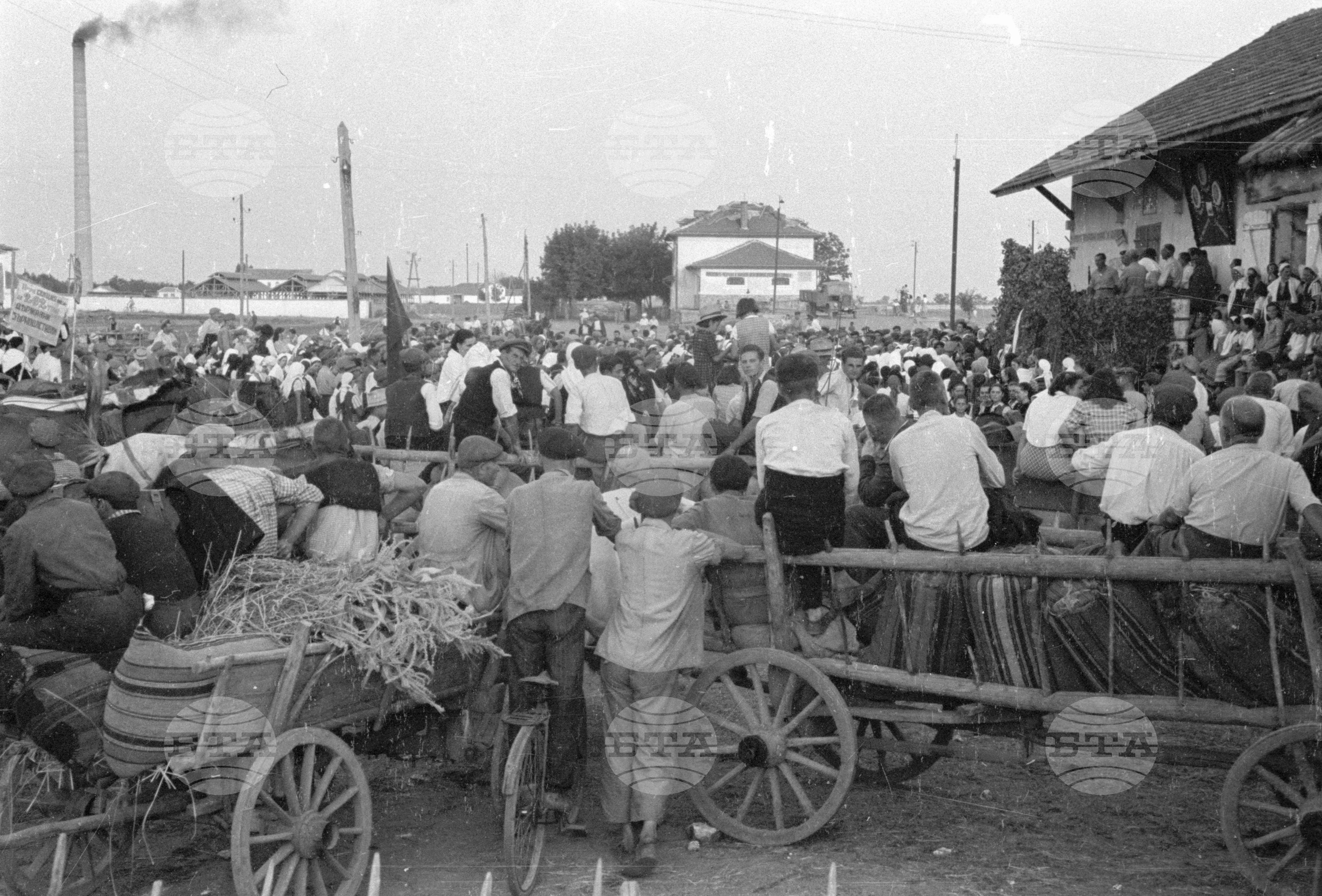 Предаване на зърнодоставки в Голямо Конаре (днес град Съединение), 1951