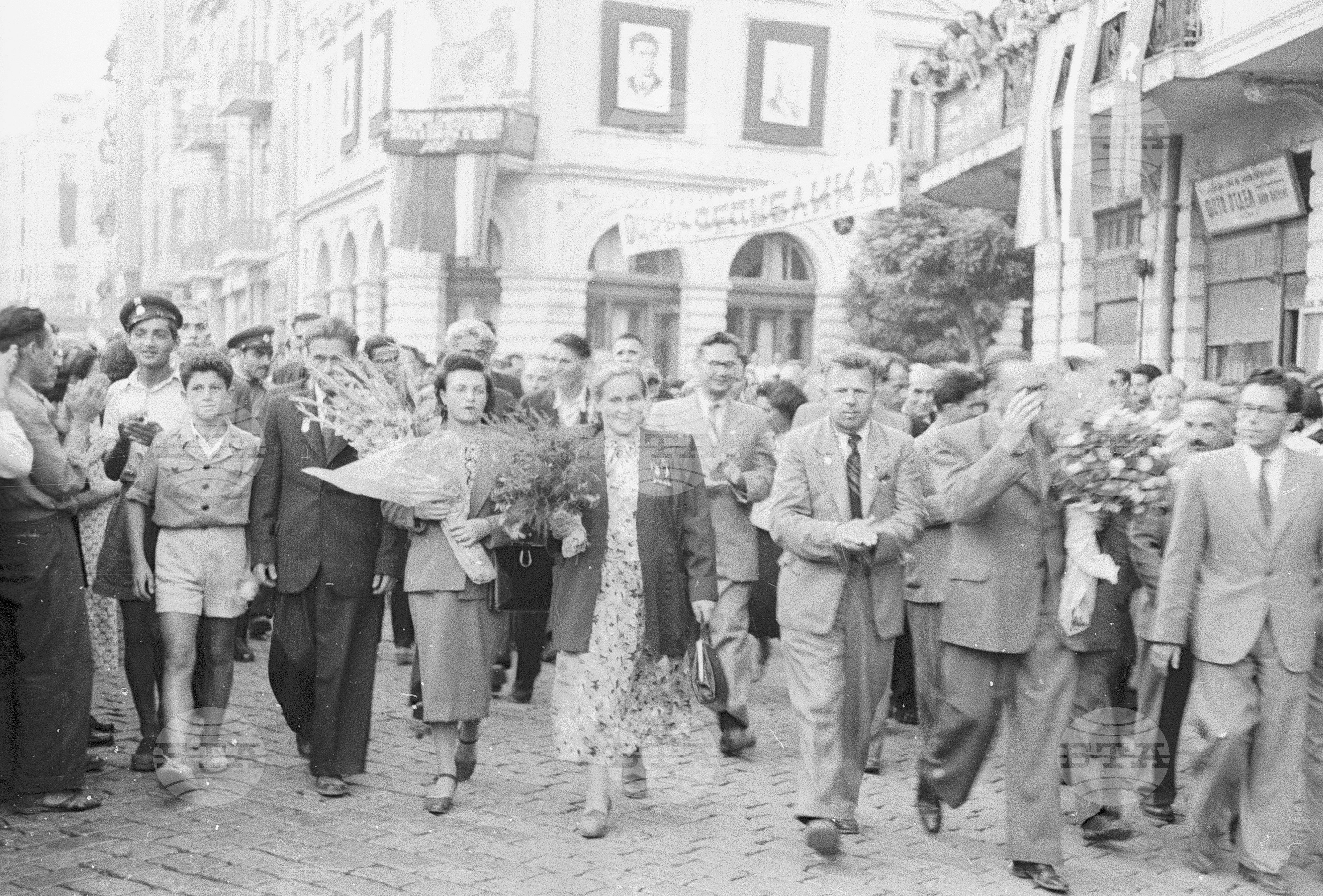 Съветските гости по време на месеца на Съветската дружба, 1951 година - Чекирьов, Скрябин и други