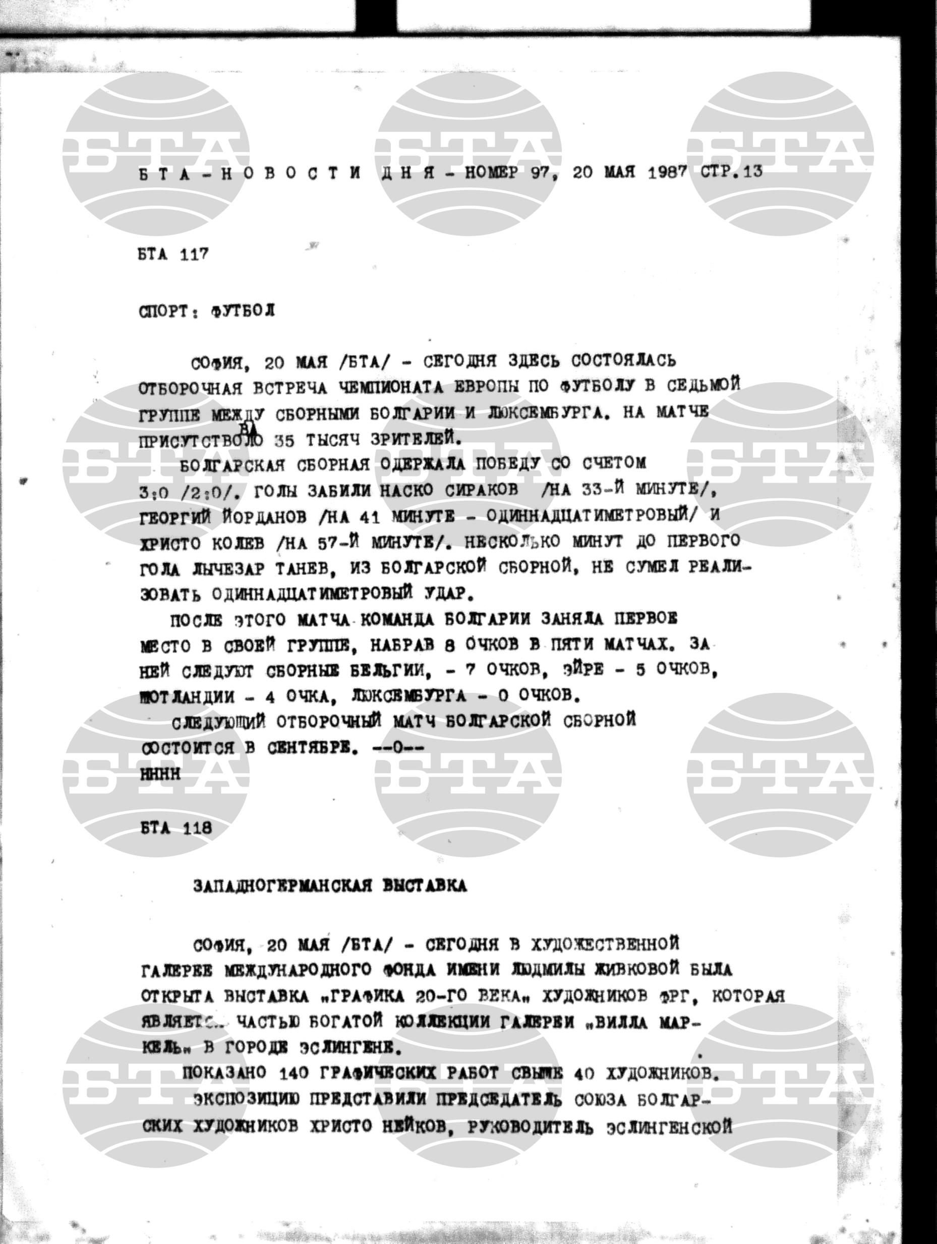 Новости дня - Новото от деня 20 май - 29 май 1987